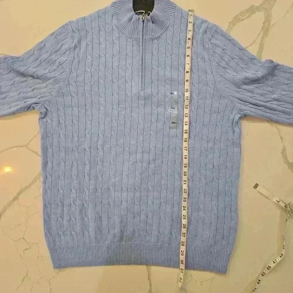 NWT Club Room Mens 1/4 Zip Cable Knit Oversized Sweater Blue Size XXL - Picture 7 of 11
